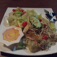 Salad with great dressing at Zamin in Tehran