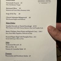 Vegan Menu as of 2nd May 2026  at The George in Inveraray