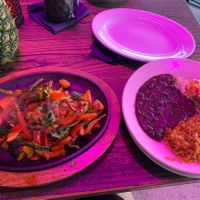 Fajitas with sides  at Pink Taco in Miami Beach