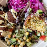 inside falafel   at Luna Grill in San Diego