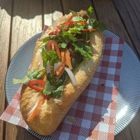 Vegan Bahn mi at Little A's Cafe in Guildford
