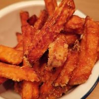 Sweet potatoe fries #Veganuary at Mat Fra Hagen - Thomas Angells Gate in Trondheim