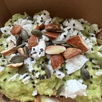 Avocado toast with vegan feta   at Nowhere in Milan