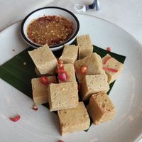 Deep fried organic tofu at Kappra Cafe in Bangkok