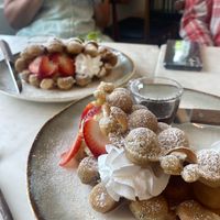 Strawberry waffles at Kappra Cafe in Bangkok