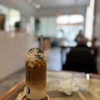 Black sesame latte  at Kappra Cafe in Bangkok