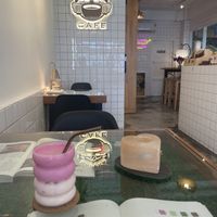 rose dalgona latte  at Kappra Cafe in Bangkok