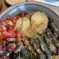 Stuffed vine leaves with rice. A bit pricey but amazingg  at Hummus 90 in Ashdot Yaakov