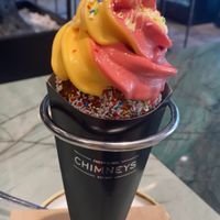 “Sweety princess” with mango and strawberry ice cream €8!  at Chimneys Friedrichshain in Berlin