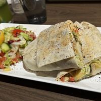 Spicy vegan wrap with a fresh salad 🥗   at Lebaneat in Durham