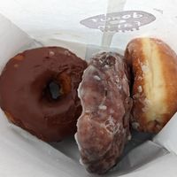 Chocolate glaze, apple fritter, raspberry filling.  #Veganuary at Pepples Donut Farm in Berkeley