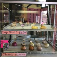 donut case at Pepples Donut Farm in Berkeley
