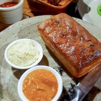 Focaccia bread and hand cut chips as entree at NOA in Edge Hill