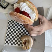 Strawberries and cream and spiced chai donuts  at Donut Bar - W. A St in San Diego