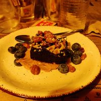 Vegan Brownie (sorry for the awful light!) at Thelma in Pontevedra