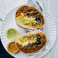 Vegan chorizo burrito  at Serrano Salsa in New York City