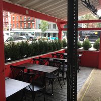 Outdoor seating (there is seating inside, too).  at Zazzy's Pizza - Upper East Side in New York City