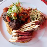 Zucchini falafel with hummus and quinoa at Crown & Bull in Dunedin