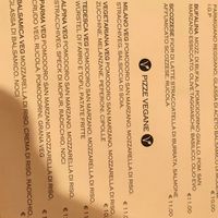 Menú pizze vegane at Pepenero in Sarzana