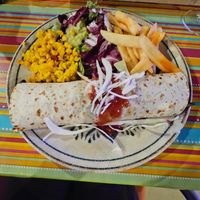 Vegan burrito plate at La Concha in Rovinj