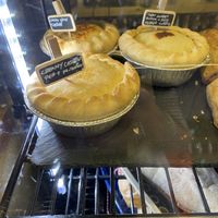 Lovely pies from Hey Vegan foods, sosage rolls also available. at The Stowaway Coffee Co in Tenby