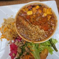 Menu del día veganizado, ojo que primero nos lo trajeron con huevo! at Saludpan in Medellin