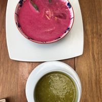 Beets soup, veggie soup   at Saludpan in Medellin