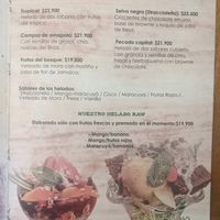 Menu - Helados at Saludpan in Medellin