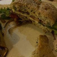 Vegan ham sandwich. Good. Especially dipped in tomato soup  at Saludpan in Medellin