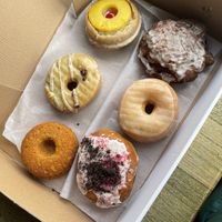 Pumpkin, matcha latte, pineapple upside down, stuffed oreo, vanilla glazed, cinnamon roll fritter  at Deviant Donuts in Mystic