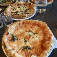 Marinara with added vegan cheese, vegan mushroom and rocket bruschetta with added vegan cheese and a vegan fungi pizza.  at Proove Pizza in Hertford