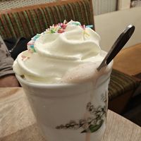 Cocoa with oat milk and (sadly not vegan) cream topping - but you can order the cocoa without the cream #Veganuary at Vollpension in Vienna