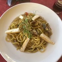 Vegan spaghetti   at Churchill in Munxar
