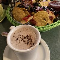 Hot chocolate with soy milk  at Le Gibard in Tadoussac