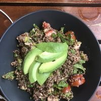 Strawberry balsamic salad (feta cheese swapped for avocado) at Noi Bistro in Tamarindo