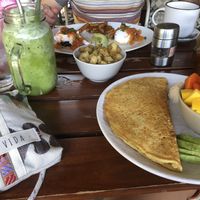 Vegan chickpea omelet was delish! at Noi Bistro in Tamarindo