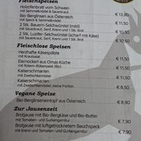 Speisekarte at Ybbstalerhütte in Almhaeuser