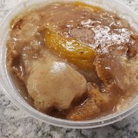 Peach cobbler at Vined The Vegan Experience in North Charleston