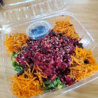 Beet Salad: Greens, beets, hemp seeds, carrots, raisins, apples at Arnold's Way Vegetarian Raw Cafe in Lansdale
