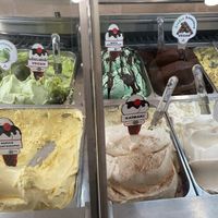 flavors (vegan lime, chocolate, and vanilla pictured)  at Pagoto Mania in Piraeus