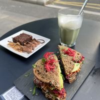 Club Sandwich, Brownie, Oat Matcha  at Soya Comptoir Bio in Paris