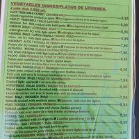 Complete vegetarian and vegan page only at Indian Restaurant Taj Mahal in Girona