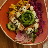Lemon tofu bowl at Vegan Street in Calgary