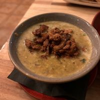 Corn soup  at Vegan Street in Calgary