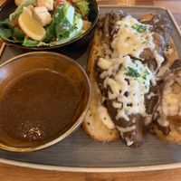 Beaf dip with ceasar salad at Vegan Street in Calgary