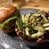 I had salad greens to go with the burger   at Vegan Street in Calgary
