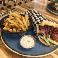 Huge souvlaki wrap  at Vegan Street in Calgary