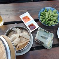 Edamame and vegan dimsum 😋😋😋 at The Flying Monkey in Berlin