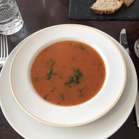 Tomato soup starter at 1 Lombard Street in London