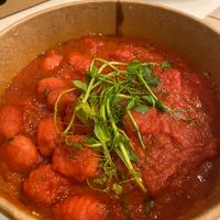 Beetroot gnocchi in delicious tomato sauce at Padrino Pizza in Rochester